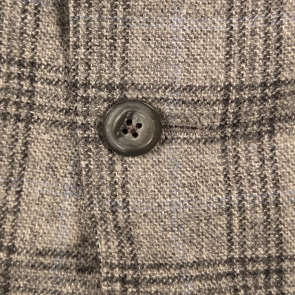 Samuelsohn Blazer E. Thomas Wool Cashmere Plaid Sport Coat Grey 48 Long NWOT